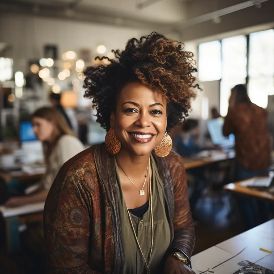 Mulher profissional de cabelo cacheado